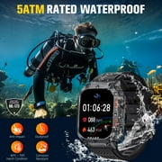 Pakrys Military Smart Watch for Men Women (Answer/Dial Call) 5ATM Waterproof Outdoor Tactical Fitness Tracker 2.02” Big Screen Rugged Sports Swimming Smart Watches for Android iOS