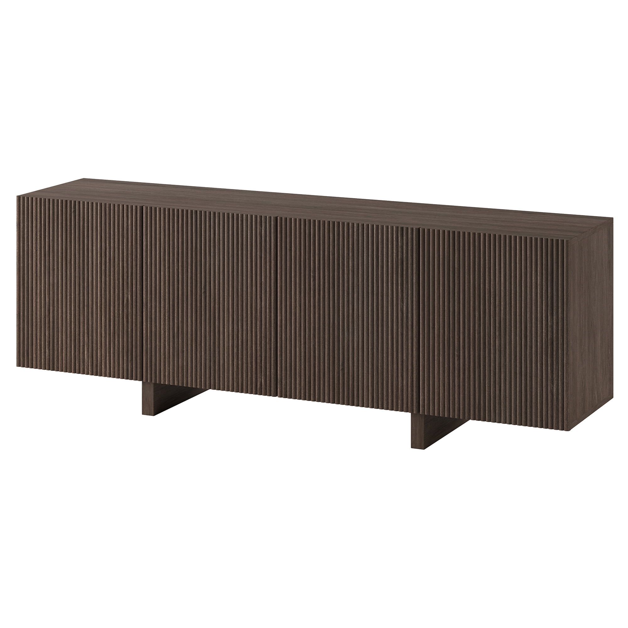 Evelyn&Zoe Harold Rectangular Fluted TV Stand for TV's up to 75" in Brown Oak