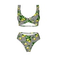 thumbnail image 4 of Rocae Lemons on Striped for Bikini Set for Women Two Piece Sexy High Swimsuits Split Crossover Bikini Medium, 4 of 9