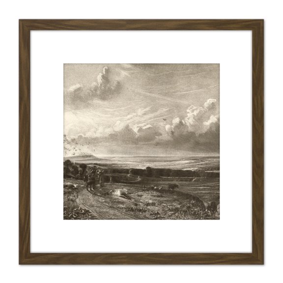 David Lucas Hampstead Heath Harrow In Distance Painting 8X8 Inch Square Wooden Framed Wall Art Print Picture with Mount