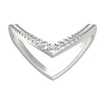 ARAIYA FINE JEWELRY Sterling Silver Round Lab Grown Diamond V Shaped Band Ring (1/10 cttw, VS Clarity, D-E Color) Size 8