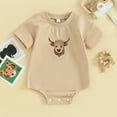 thumbnail image 2 of Okbabeha Western Baby Clothes Newborn Boy Girl Short Sleeve Fuzzy Cow Embroidery Bubble Romper Summer Outfit, 2 of 7