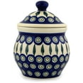 thumbnail image 3 of Polish Pottery 6½-inch Jar with Lid (Peacock Leaves Theme) Hand Painted in Boleslawiec, Poland + Certificate of Authenticity, 3 of 6