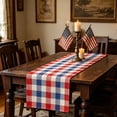 thumbnail image 4 of 4th of July Red White Blue Plaid Table Runner, Independence Day Patriotic Checkered Polyester Linen, Holiday Decor for Dining Kitchen Table, 4 of 7