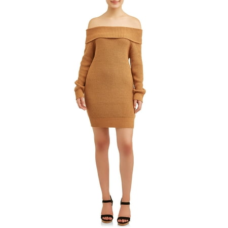 No Comment Juniors' Marilyn Neck Sweater Dress