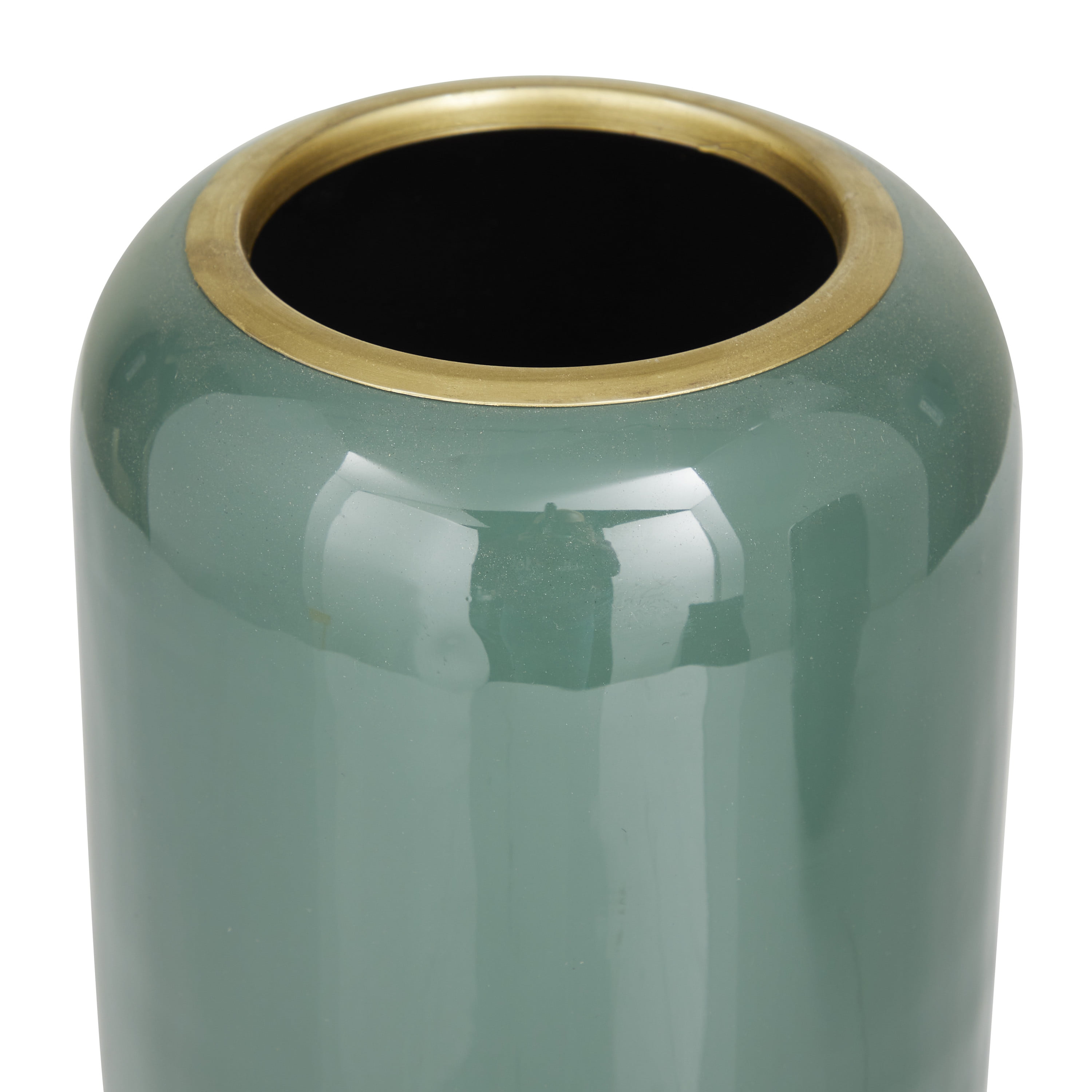 DecMode 13", 11"H Green Metal Vase, Set of 2