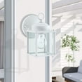 thumbnail image 2 of 2-Pack 1-Light Outdoor Wall Light with Matte White and Clear Glass Shade, 2 of 9