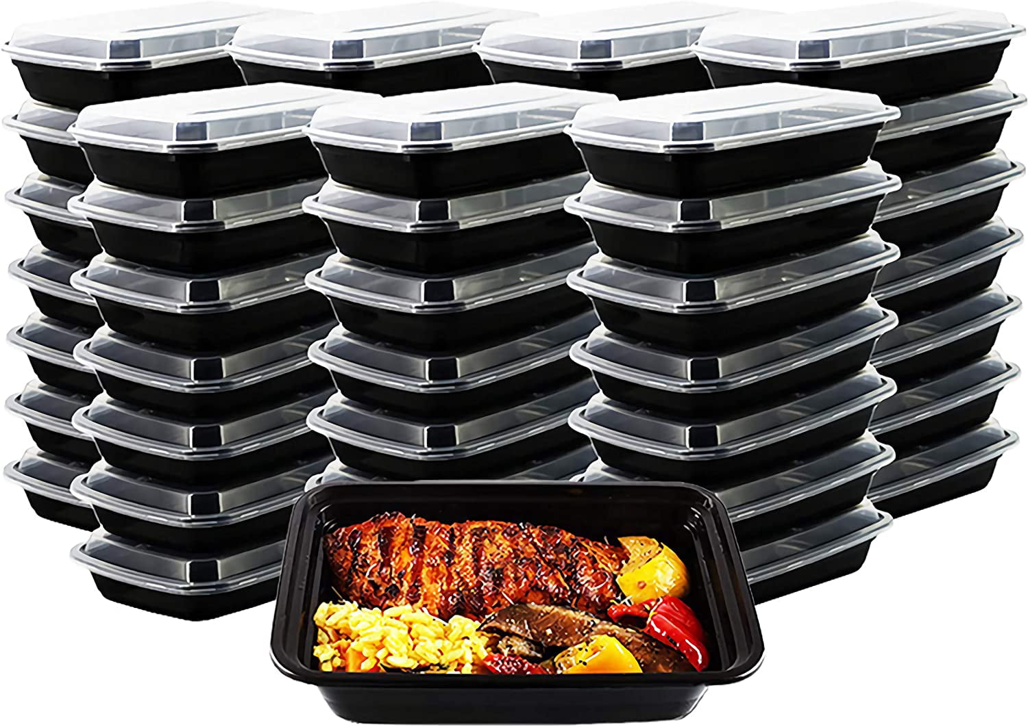 50 Pack Food Storage Plastic Container Food Prep with Lid Freezer Microwavable 