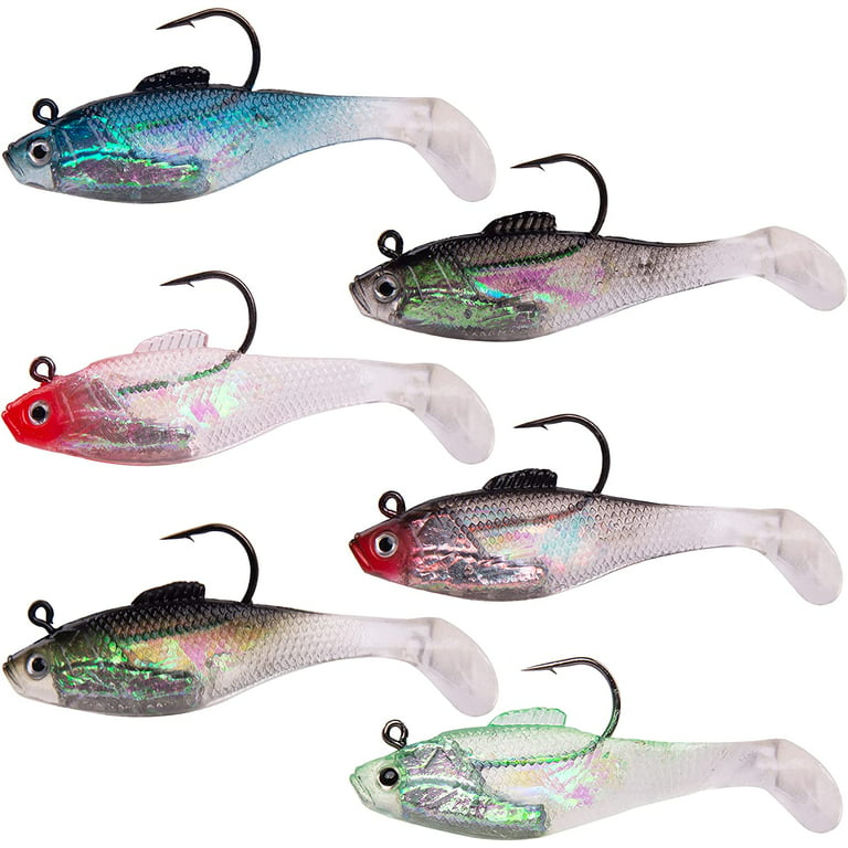 6cm/8cm/10cm Rigged Minnow Soft Lures Swim Shad Swimbaits Lead Head Jig  Hooks Topwater Lures Spinnerbait Crankbait for Bass,Walleye,Pike,etc