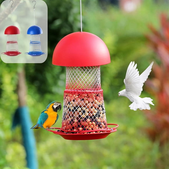 Tarmeek Mangeoires en Métal pour Oiseaux à Suspendre à l'Extérieur, Mangeoire de Maison pour Oiseaux Résistante aux Écureuils et Résistante aux Intempéries, Grande Capacité, Mangeoire Semi-Automatique pour Oiseaux Sauvages pour Jardin et Patio, Cadeau de Jardinage Printanier