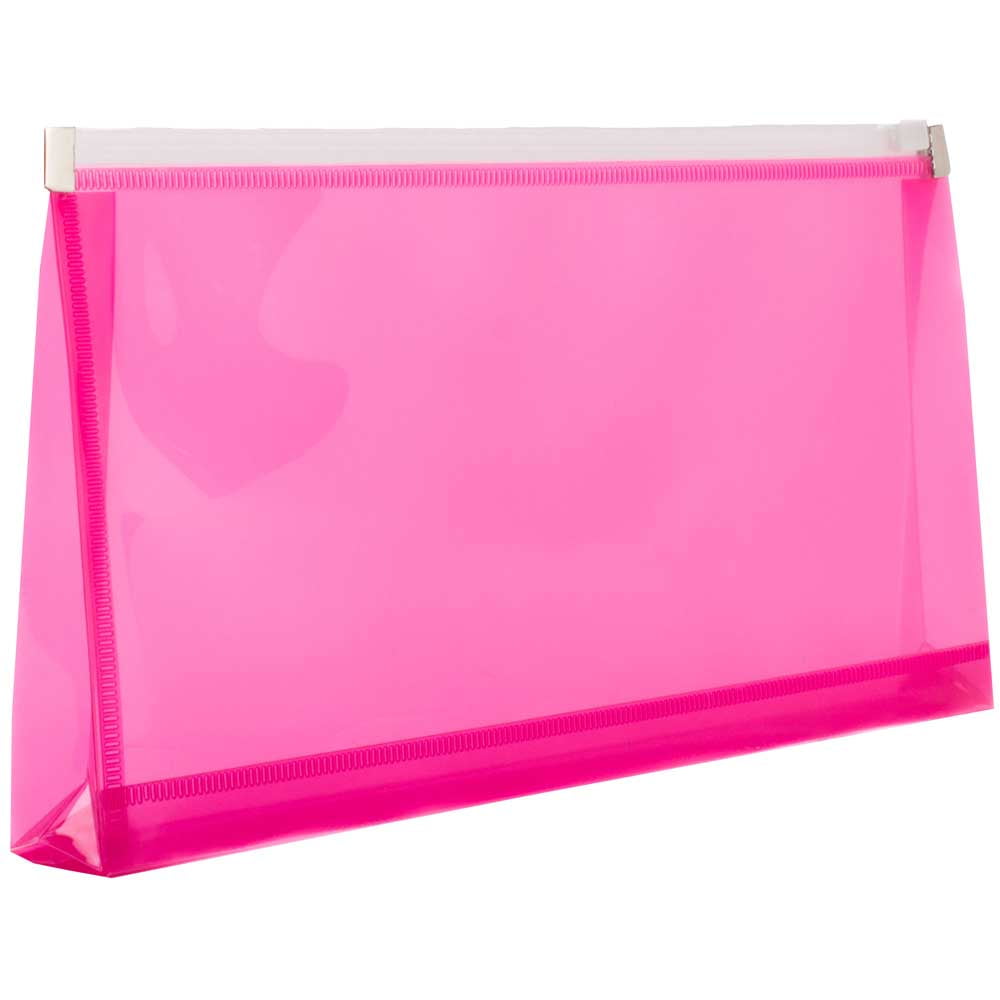 JAM Paper Plastic Envelopes with Zip Closure, #10 Booklet Wallet, 5 x 10, Fuchsia Pink, 3/pack