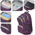 thumbnail image 4 of Black Cat Purple Pattern Cute School Backpack Bag with Padded Back and Adjustable Shoulder Straps 16.9 X 12.6 X 5.9 Inches, 4 of 5