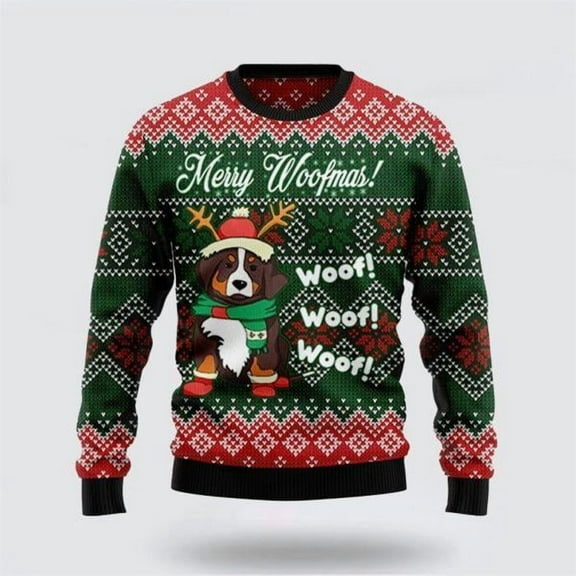 Bernese Mountain Dog Woofmas Christmas Sweater – Dog Lover Christmas Sweater