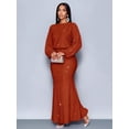 thumbnail image 3 of Brown Sparkly Mermaid Hem Bodycon Maxi Dress For Evening Party Dating, 3 of 7