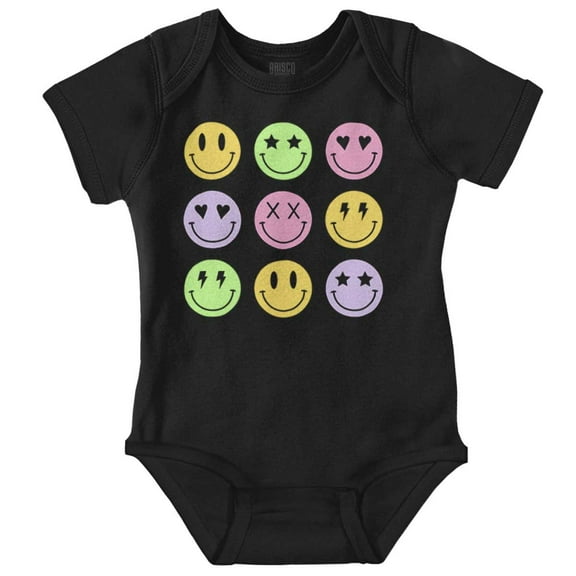 Colorful Happy Face Smile Eyes Romper Boys or Girls Infant Baby Brisco Brands NB