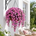 thumbnail image 5 of UV Resistant Artificial Petunia Bush Flower, Realistic Faux Petunia Floral Shrub, Outdoor Indoor Decor for Garden Patio Window Box Bonsaier Landscaping Home Decoration (Purple Blue Pink), Hot Pink, 5 of 5