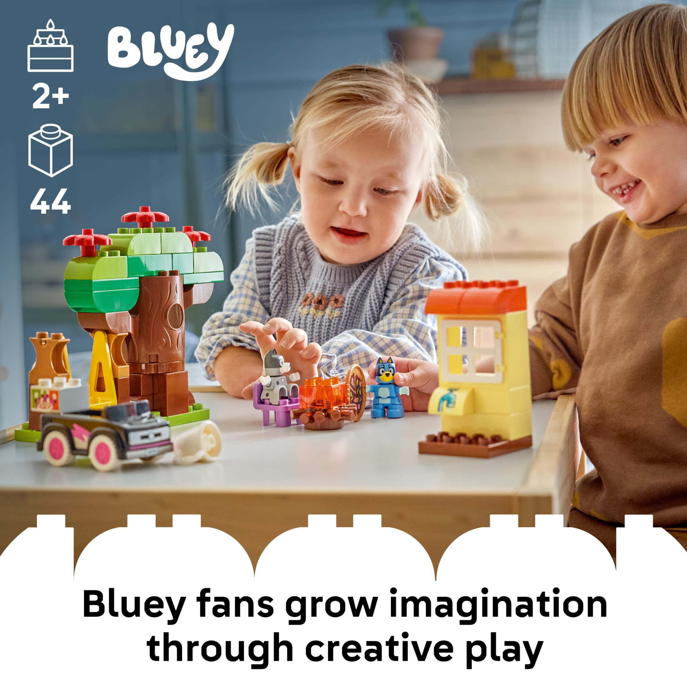LEGO DUPLO Bluey Pizza Girls with Muffin and Bluey - Learning and Building Toy for Toddlers, Ages 2+ - Bluey Playset with 2 Toy Figures for Boys & Girls - Gift Idea for Birthdays - 10469