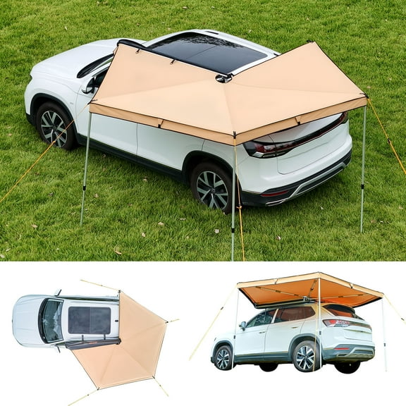 VEVOR 270 Degree Awning, 52 sq.ft Driver Side Vehicle Awning, Waterproof UV50  Car Side Awnings with Carry Bag, All-Weather Free-Standing Overland Awnings Car Shelter for SUV Van Truck Camping