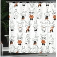 thumbnail image 4 of Ambesonne Funny Shower Curtain, Retro Bunny Rabbits, 69"Wx70"L, Orange White, 4 of 5