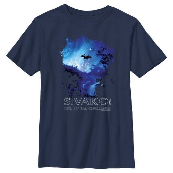 Boy's Avatar Sivako! Rise to the Challenge  Graphic Tee Navy Blue Small