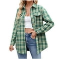 thumbnail image 2 of Itsame Womens Shacket Jackets, Plaid Shirts Button Down Long Sleeve Blouses Coats Green XXL, 2 of 6