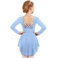 thumbnail image 4 of Oudiya Girls Long Sleeve Ballet Leotards with Shinny Skirts Criss-Cross Back Dance Dresses for Kids 3-11Y, 4 of 8
