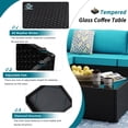 thumbnail image 4 of Walsunny 15 Pieces Patio Wicker Rattan Fire Pit Furniture Conversation Sets with Outdoor Sectional Sofa,45" Gas Propane Fire Pit Table,Glass Coffee Table,Black Rattan Blue Cushion, 4 of 6