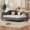 Gray, variant on Full Size L-Shaped Semi-Enclosed Daybed with Solid Wood Legs, Beige - Modern Linen Design for Living Room or Bedroom