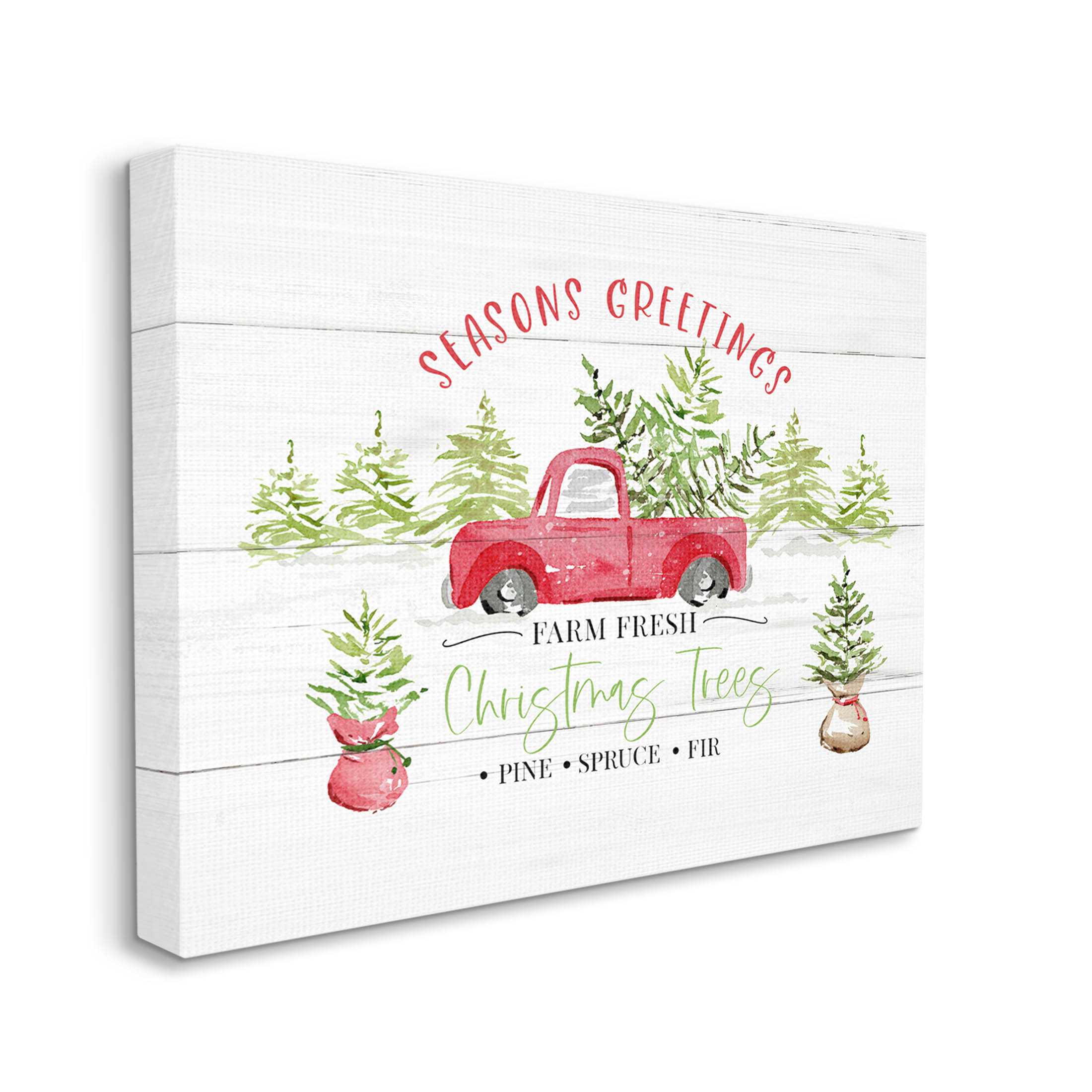 Farm Fresh Christmas Trees Seasonal Holiday Graphic Art Gallery Wrapped Canvas Print Wall Art