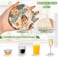 thumbnail image 3 of Haosy Set of 6 Drink Woven Coaster with Holder Heat Resistant Non-Slip Bar Coasters 4 Inches Girl Play Guitar Tropical Leaf, 3 of 7