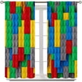 thumbnail image 2 of ICMOLYYENLO Kids Building Blocks Toy Curtains for Kids Room W42 x L45 Inch Rod Pocket Contour Plastic Colorful Toy Bricks Geometric Print Pattern Curtains for Boys Girls Bedroom 2 Panels, 2 of 8