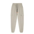 thumbnail image 3 of Inleife Large Size Mens Pants Men's Fashion Drawstring Elastic Waist Solid Color Casual Sweat Length Pants, 3 of 5