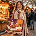 thumbnail image 4 of Christmas Quilted Tote Bag Large Reusable Santa Sleigh Holiday Shopper Festive Shoulder Bag - 14.96 x 13.78 Inch, 4 of 4