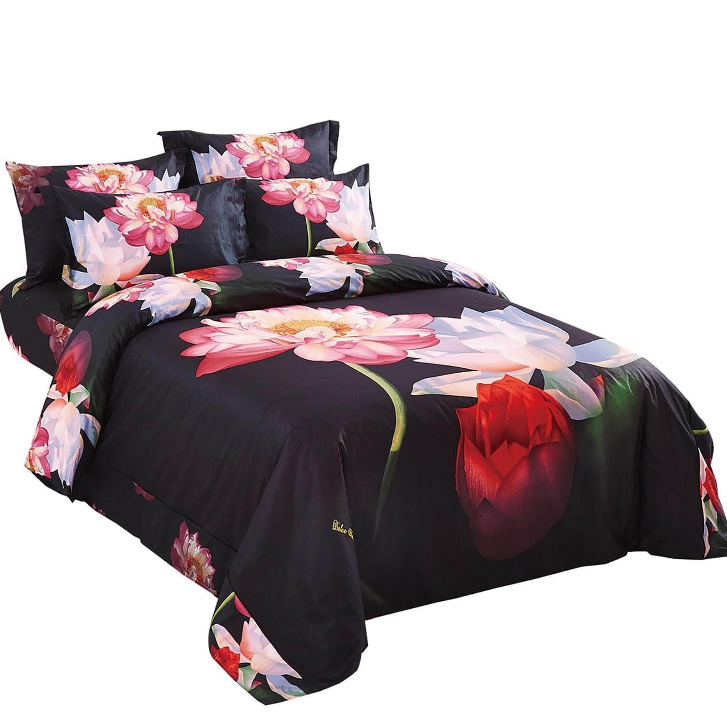 Dolce Mela DM509Q Duvet Cover Set Queen Size Floral Bedding 