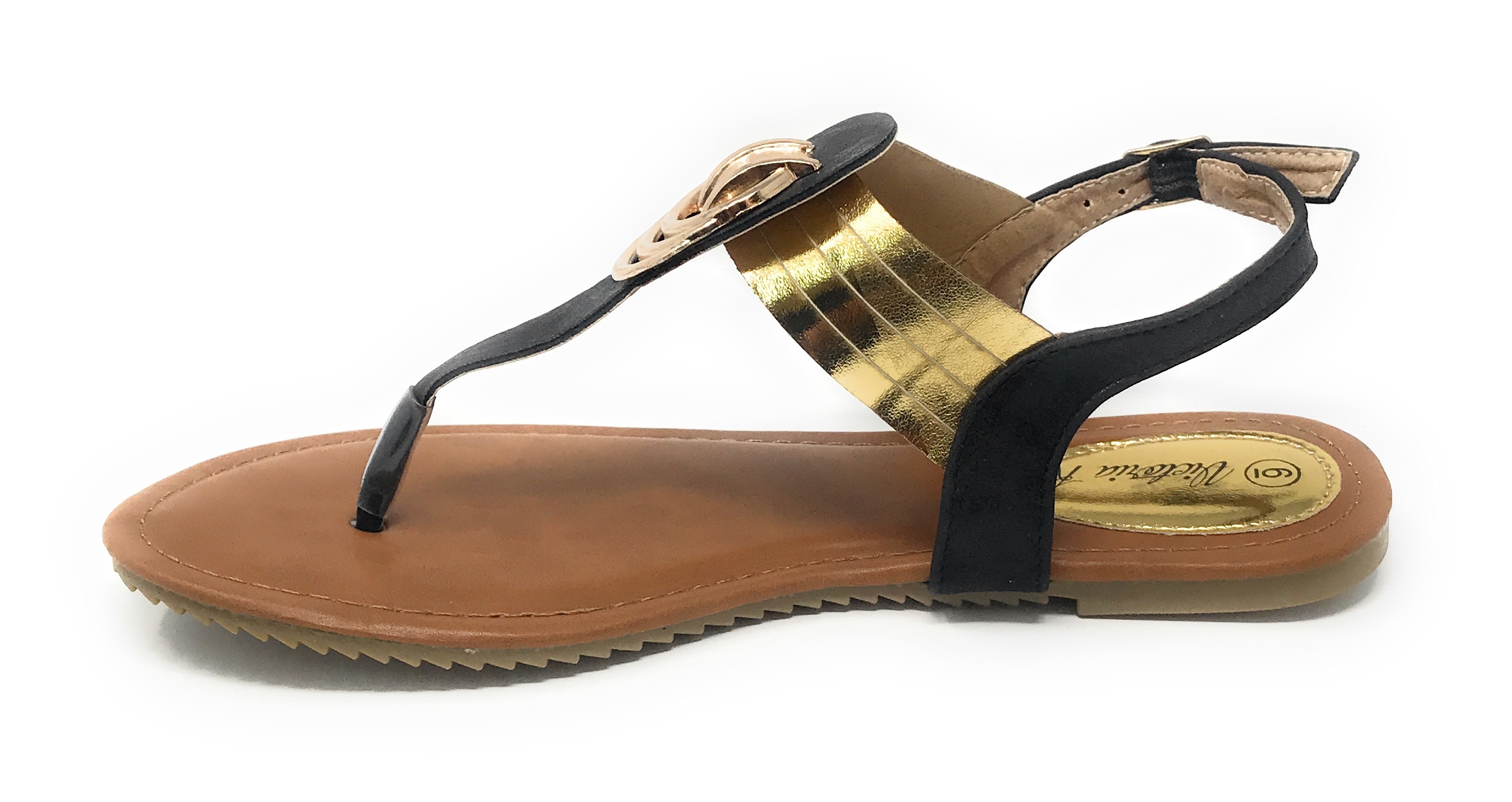 Victoria K Women's Gold Rings Metallic Sandals