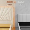 thumbnail image 3 of EnHomee Full Bed Frame with 51"Tall Headboard Upholstered Full Size Platform Bed Frame with LED Lights & Charge Station, Beige, No Box Spring Needed, Noise Free, 3 of 9
