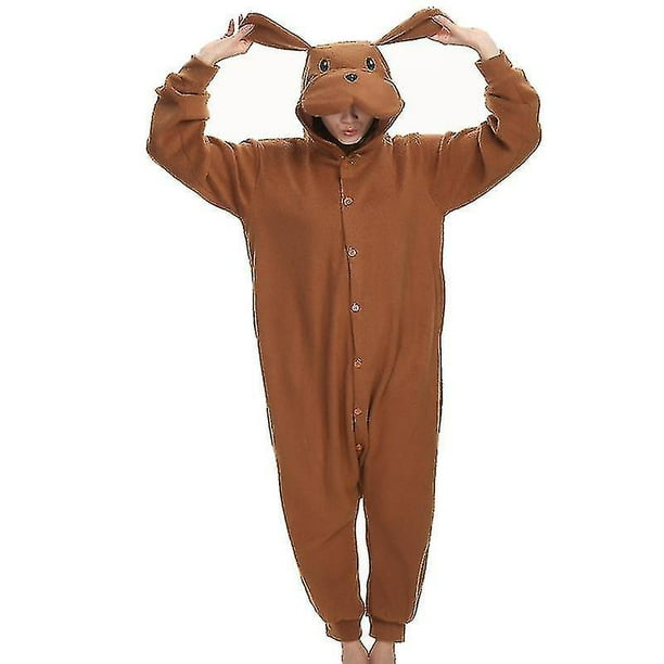 Pijama de una pieza con diseño de perro de peluche, pijama de lana marrón para hombre, disfraz de Halloween, pijama de animales, Pijamas para adultos, Pijamas de una pieza, Cosplay