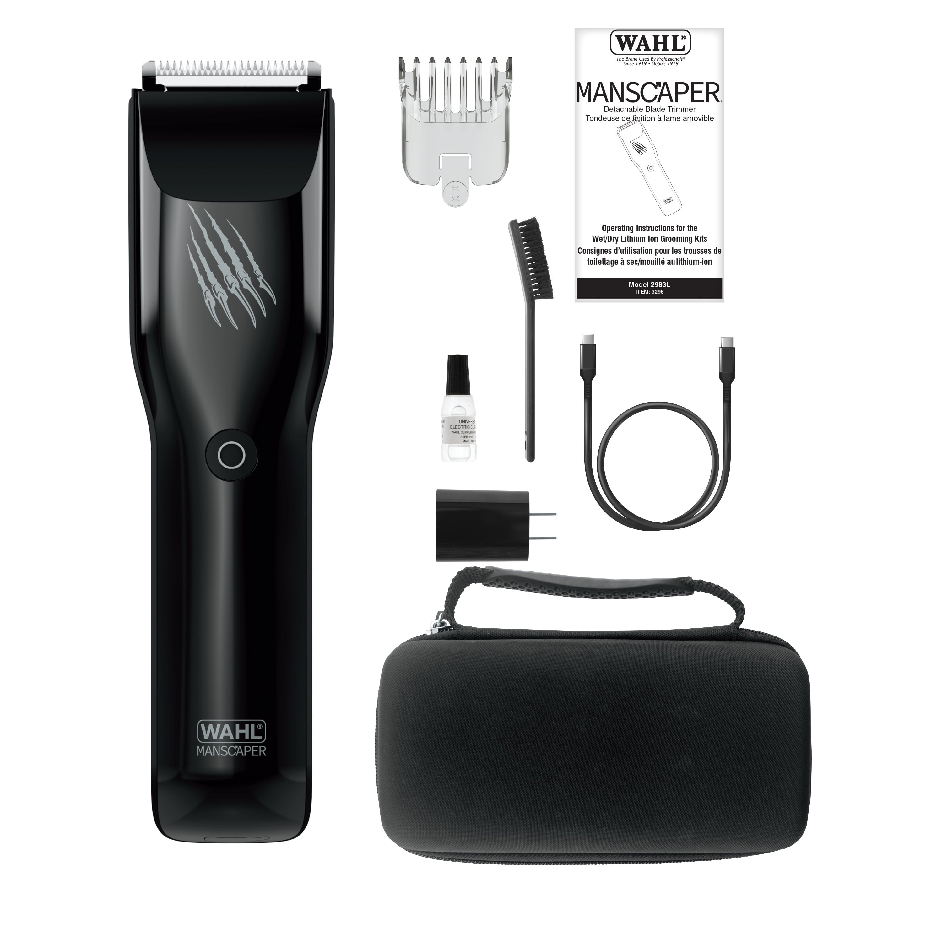 Wahl Grizzly Body Groomer/Trimmer with Extra-Wide Blade, 120-Min Cordless Runtime, Waterproof Design, USB Charging – Model 3296, WAHL GRIZZLY TRIM