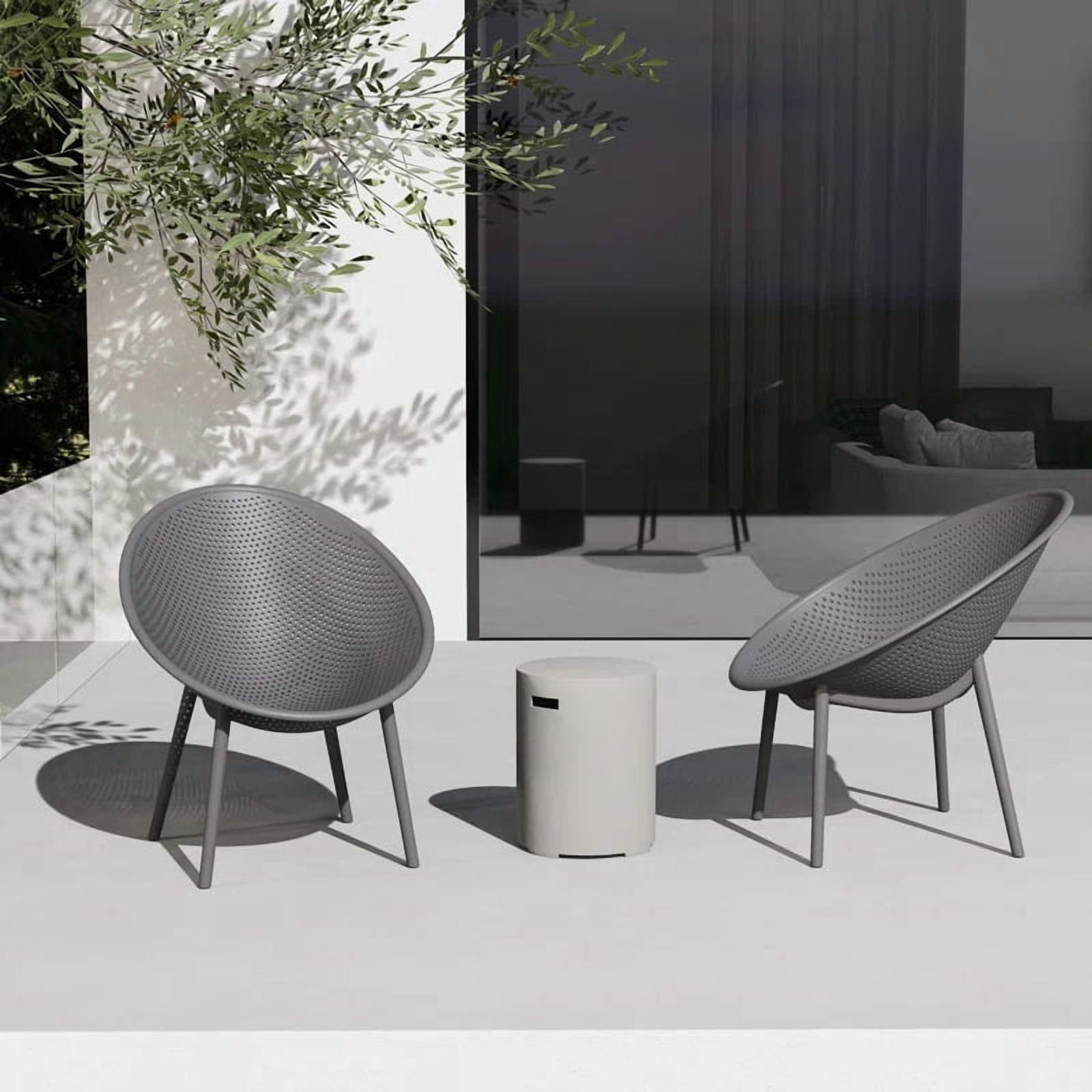 2xhome Set of 2 Mid-Century Modern Plastic Lounge Chair Plastic Legs with Breathable Perforated Egg Shaped Seat for Indoor/Outdoor Use.