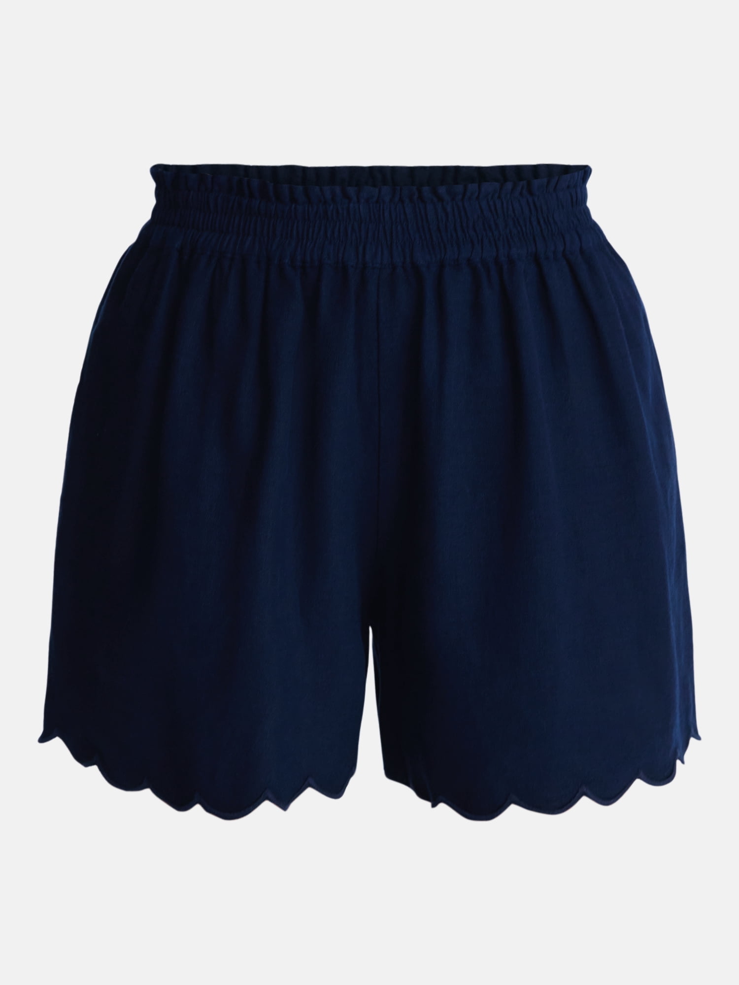 Time and Tru Women's Linen Blend Shorts with Scalloped Hem, Sizes XS-XXXL