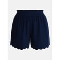 thumbnail image 6 of Time and Tru Women's Linen Blend Shorts with Scalloped Hem, Sizes XS-XXXL, 6 of 6