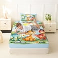 thumbnail image 4 of Metsweet Cute Dinosaur Twin Sheets 3pcs, Watercolor Dino Bedding, Green Orange Red,1 Fitted Sheet, 1 Flat Sheet and 1 Pillowcase, 4 of 5