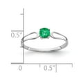 thumbnail image 2 of Solid 14k White Gold 4mm Emerald Green May Gemstone Engagement Ring Size 5, 2 of 3