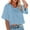 Sky blue, variant on Dellytop Women Half Sleeve Drop Shoulder V Neck Basic Crop Tops