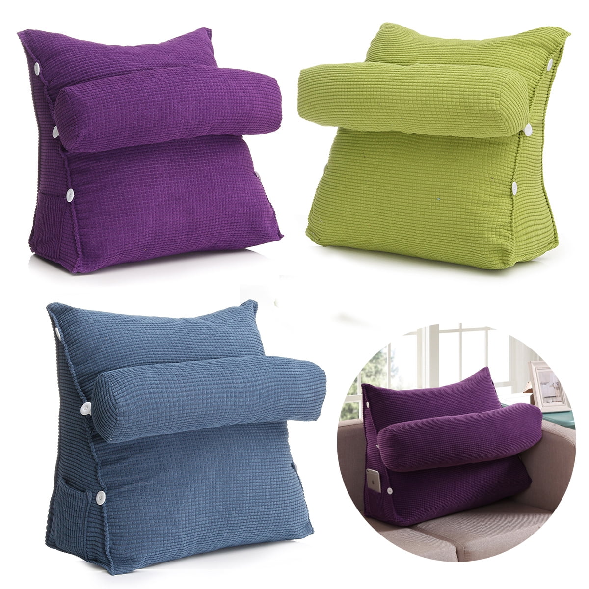Adjule Back Wedge Cushion Pillow Sofa Bed Office Chair Rest Waist Neck Support For Kids Children Gift