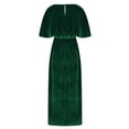 thumbnail image 4 of Bonanza de Rabais, Robe en Velours Unie pour Femme à Manches Courtes et Col Rond, Robe en Velours, Robe à Manches Courtes, Robe à Col Rond Essentiels du Quotidien/100 % Polyester, Vert, Sopatenor, 4 of 8