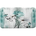 thumbnail image 4 of Rustic Farmhouse Bath Mat, Farm Teal Daisy Floral Flowers Butterfly Country Wooden Bath Rug for Bathroom, Grey White Bath Mat Soft Non Slip Bath Rugs, 17X29IN, 4 of 6
