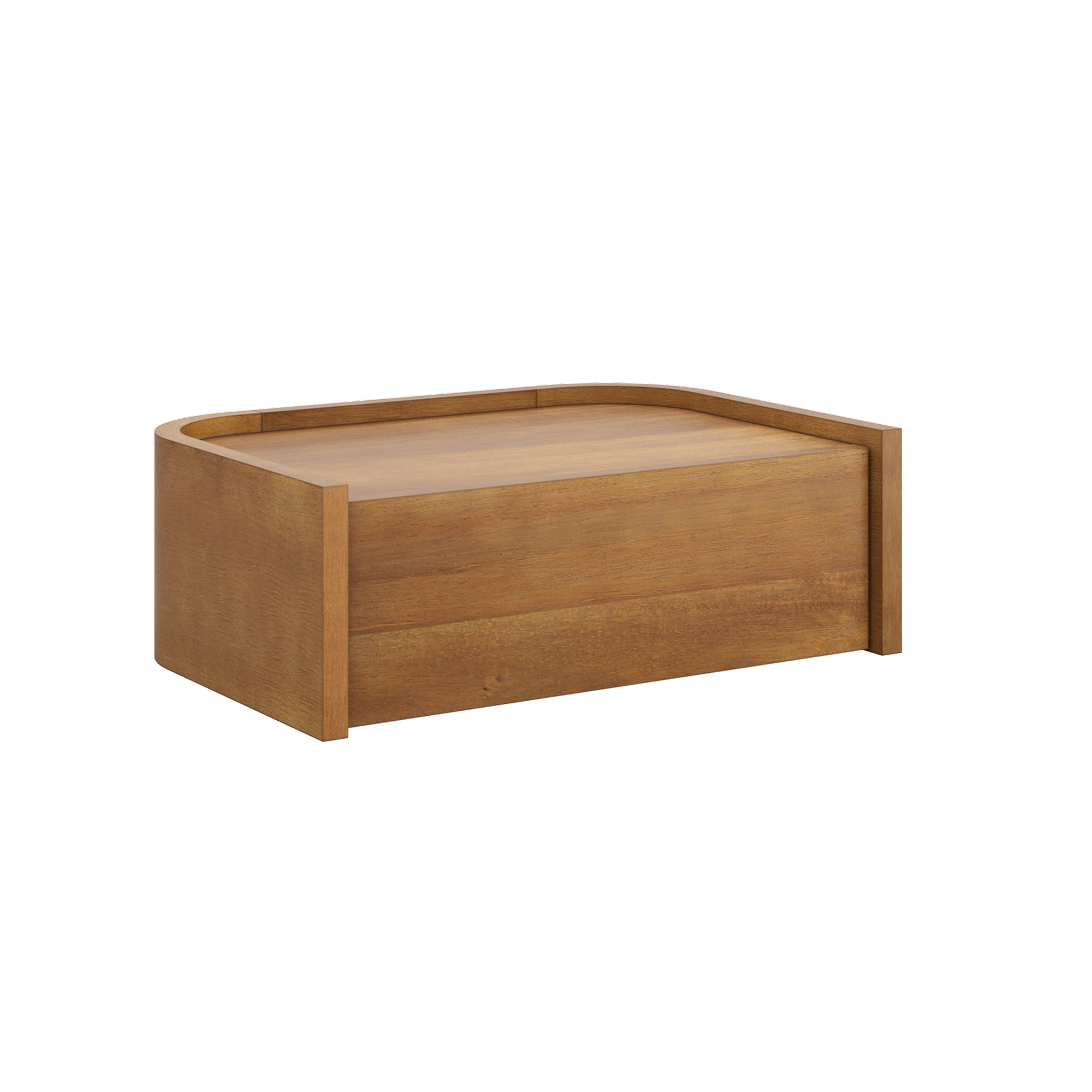 Nathan James Tyla Wall Mounted Bedside Table, Floating 1-Drawer Nightstand with Rounded Edges, Light Brown