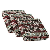COEQINE 3 Pieces Stretch Sofa Cushion Cover Soft Couch Slipcover Furniture Protector Washable Anti-Slip with Elastic Bottom for Individual Cushions, American Tribal Cow Print Red