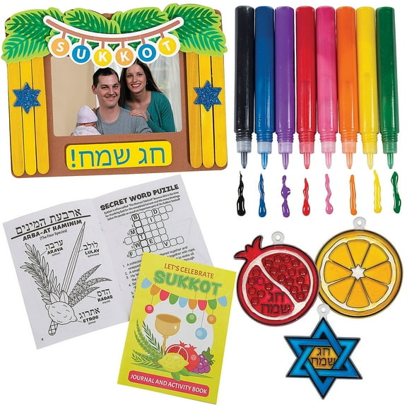 Fun Express Sukkot Craft Kits and Activity Books Assortment – 56 Piece